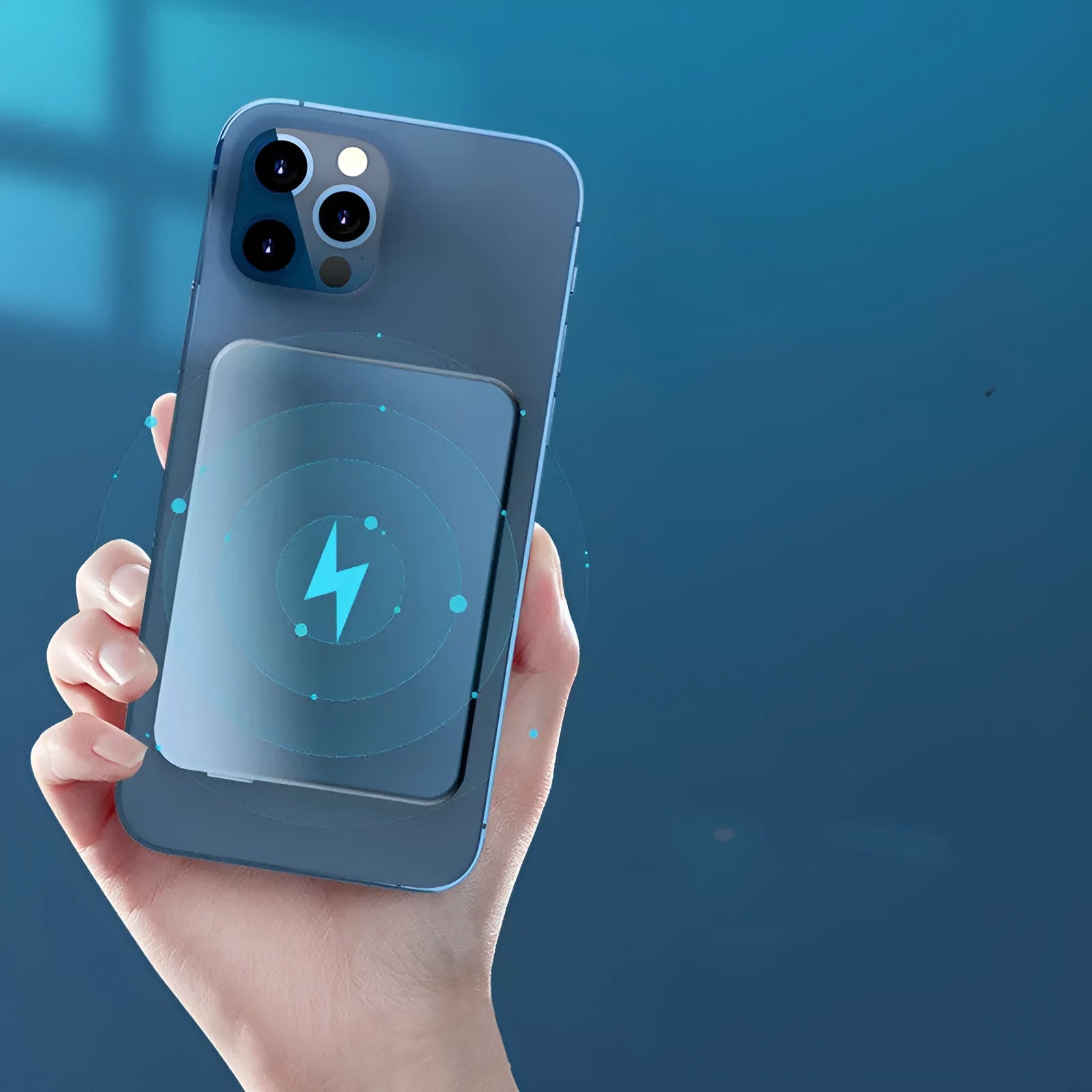 Silver aluminium Apple wireless magnetic charging power bank showing compact size