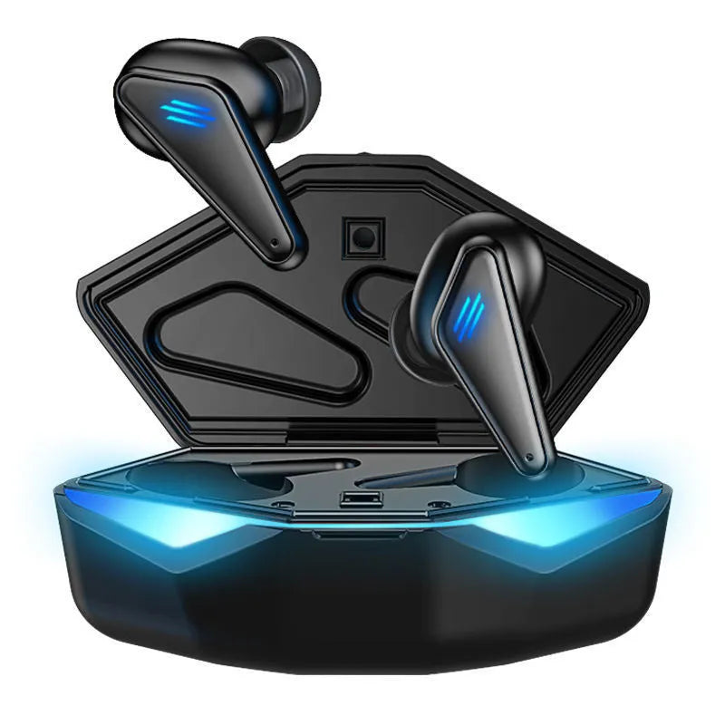 Blue Private Model K55 wireless Bluetooth gaming earbuds with TWS Bluetooth 5.0 and NFC function.