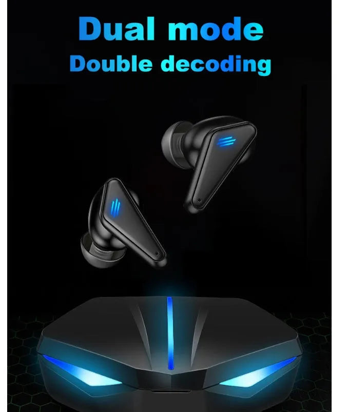 Blue Private Model K55 wireless Bluetooth gaming earbuds with TWS Bluetooth 5.0 and NFC function.