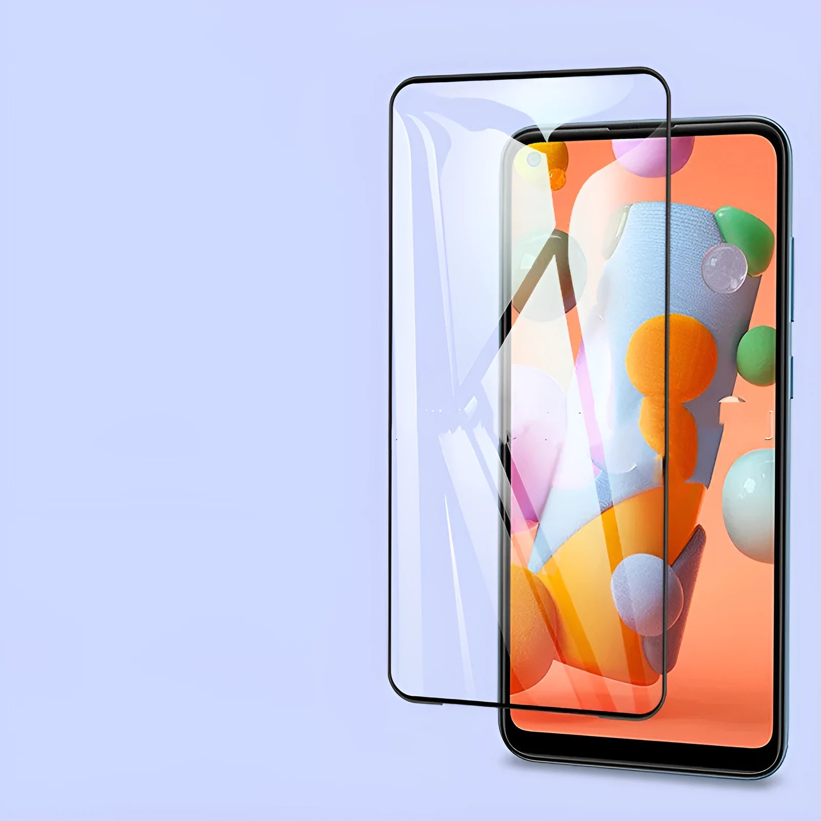 Samsung A11 full screen tempered glass protector with 2.5D arc edge and 9H hardness