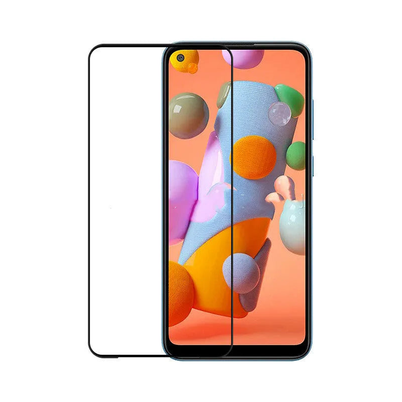 Samsung A11 full screen tempered glass protector with 2.5D arc edge and 9H hardness