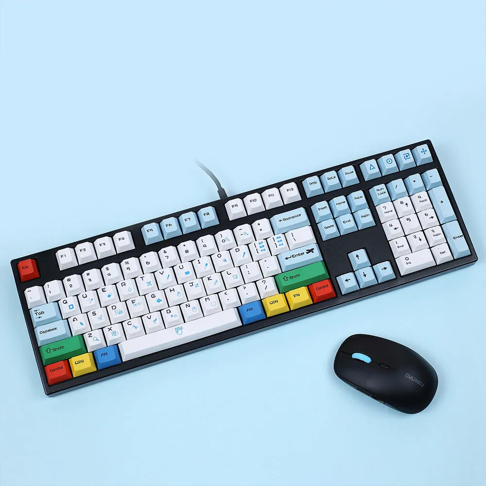 PS theme mechanical keyboard keycaps 108-key set with blue and white sublimation design