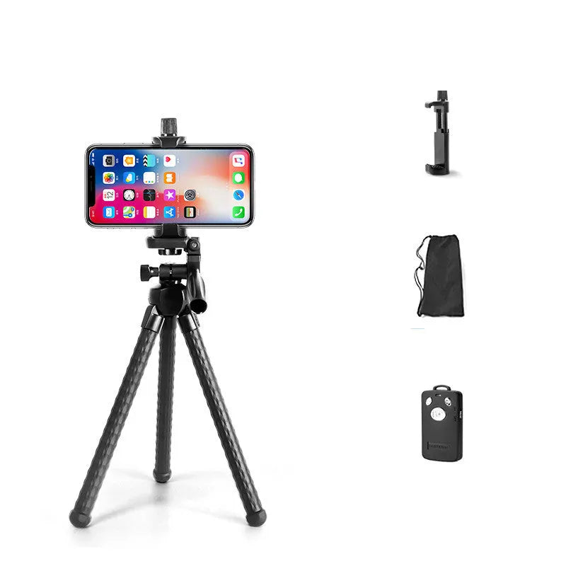 VCT-3280 octopus tripod with large mobile phone holder showing bendable rubber legs