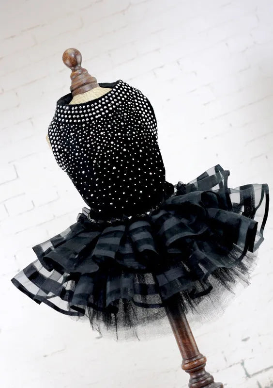 Black princess-style polyester dog skirt for weddings and events