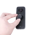 Black tempered glass screen protector for Insta360 ONE X2 with installation frame.