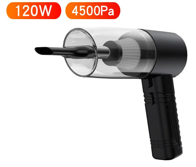Starry Sky Black and Pearl White car vacuum cleaner with accessories on a 5-metre cable.