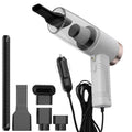 Starry Sky Black and Pearl White car vacuum cleaner with accessories on a 5-metre cable.