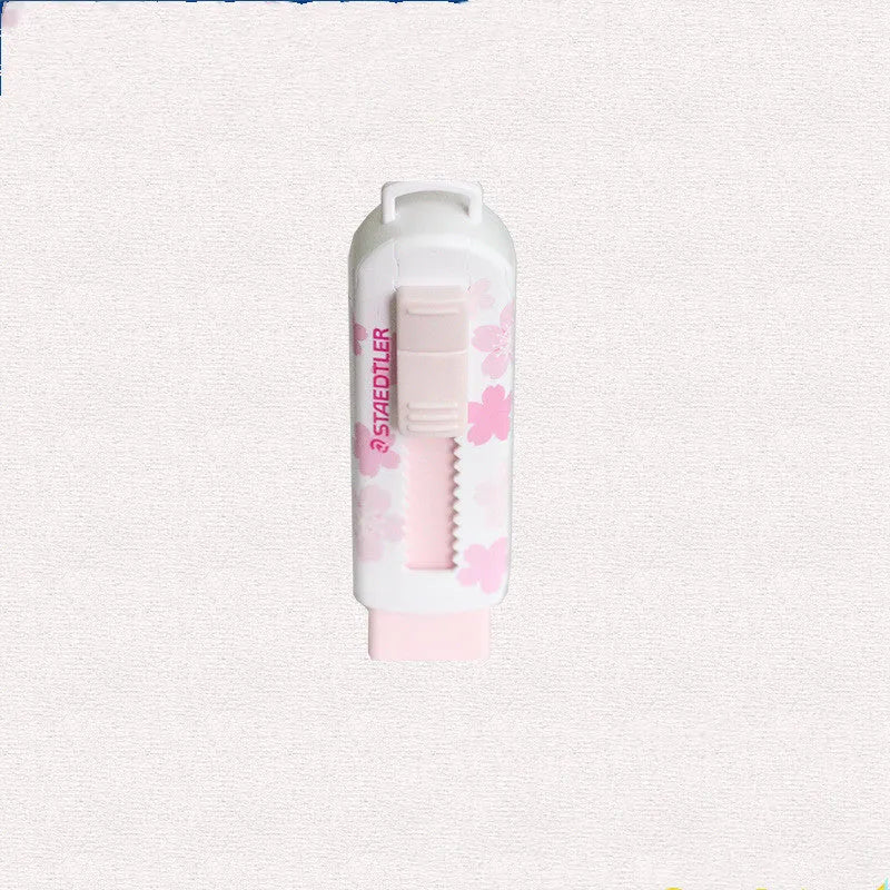 Push-pull student-use replaceable core rubber eraser in pink, square shape, 86x26x22mm