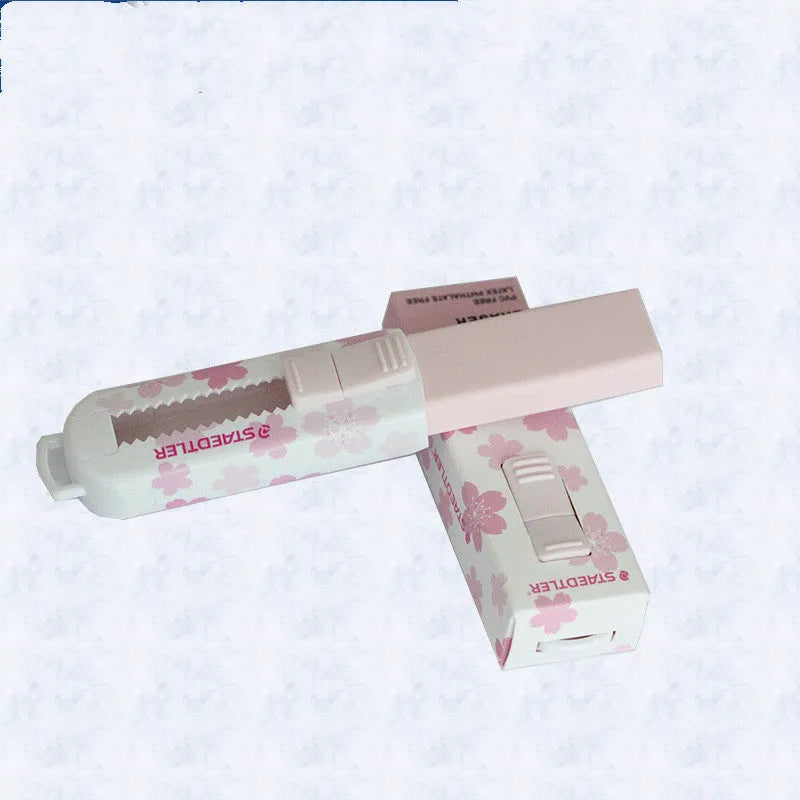 Push-pull student-use replaceable core rubber eraser in pink, square shape, 86x26x22mm