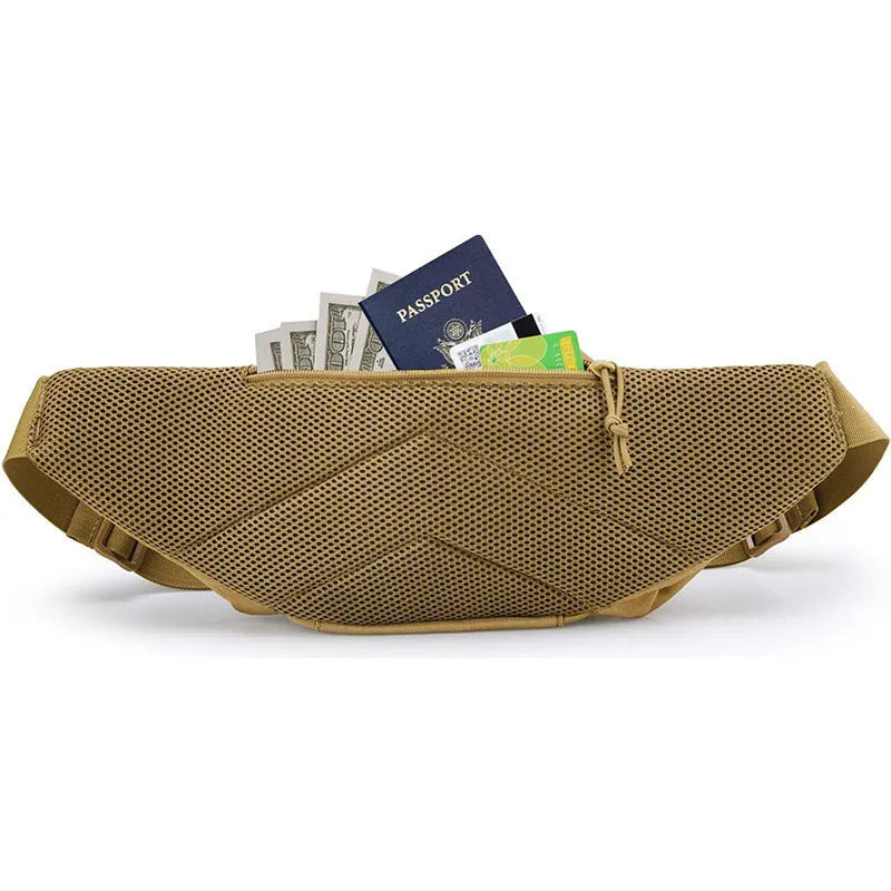 Tactical waist bag without shoulder straps in black or khaki colours