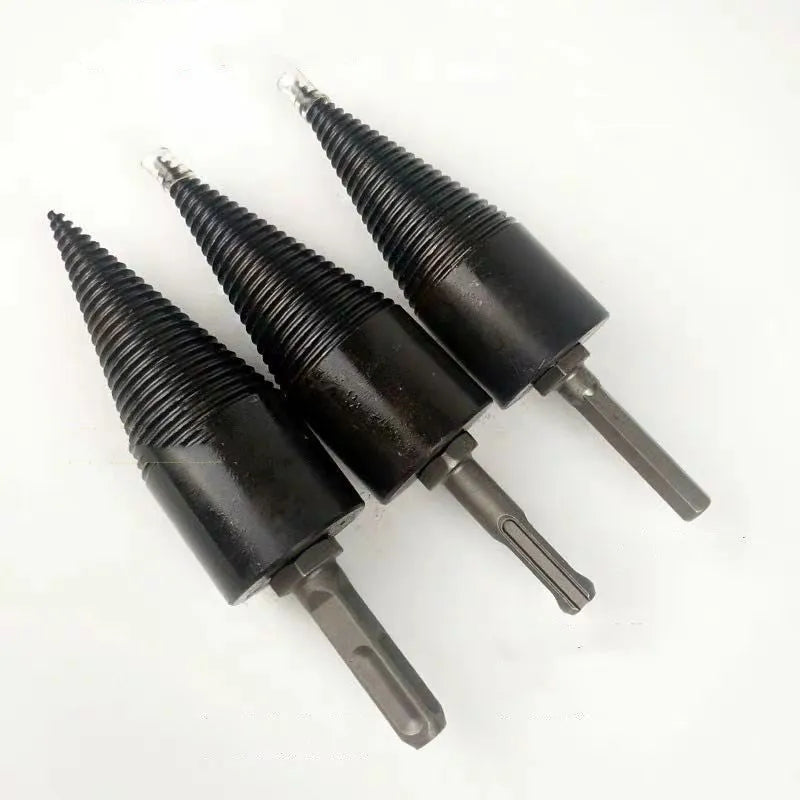 Hexagonal wood splitting drill bit attachment for electric drills in 32mm and 42mm sizes