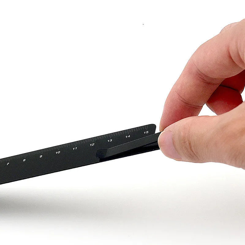 Retro metal aluminium RUMA bookmark ruler 15cm laser engraved scale black silver