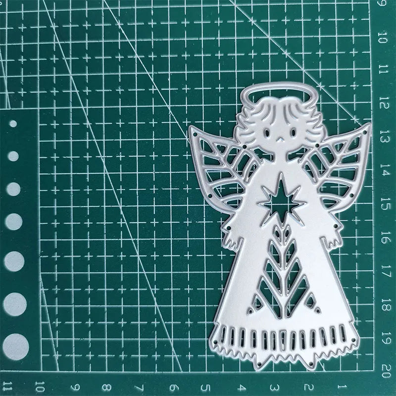 White carbon steel angel knife mould 8x6 cm for embossing greeting card making