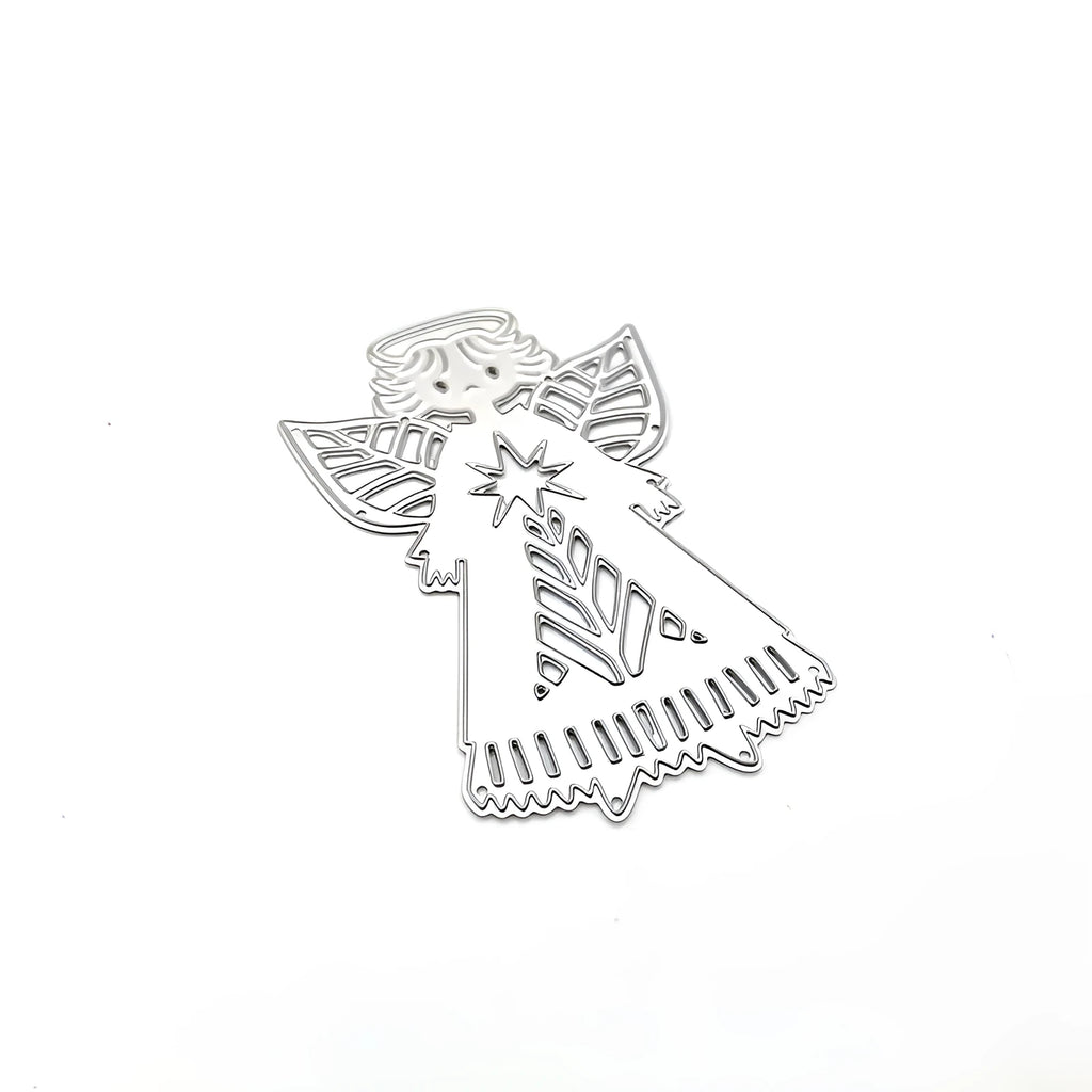White carbon steel angel knife mould 8x6 cm for embossing greeting card making