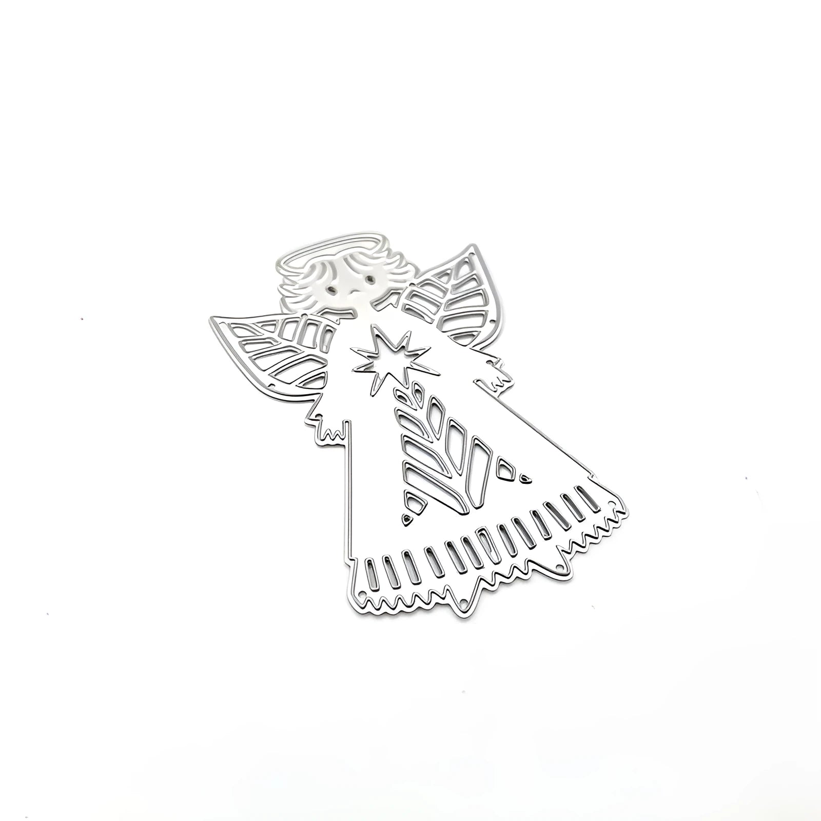 White carbon steel angel knife mould 8x6 cm for embossing greeting card making