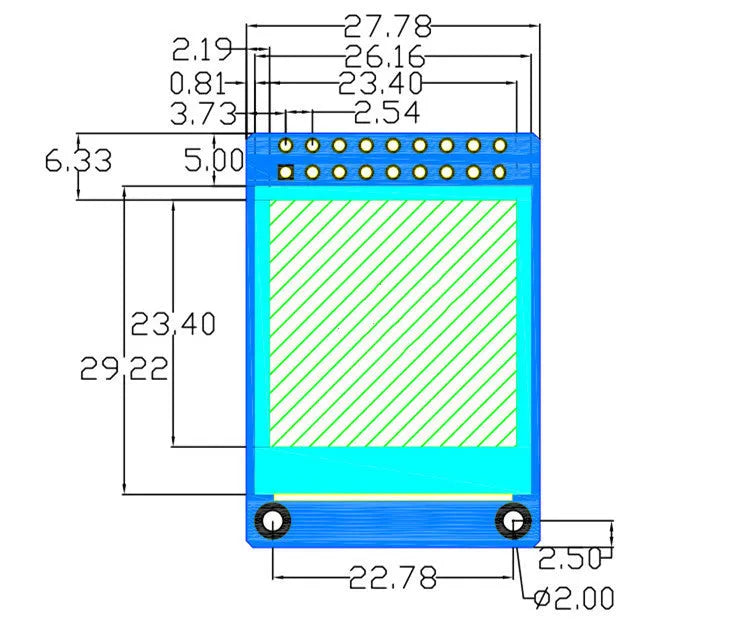 1.3 inch 240x240 IPS LCD display module with ST7789 chip and 18-pin connector
