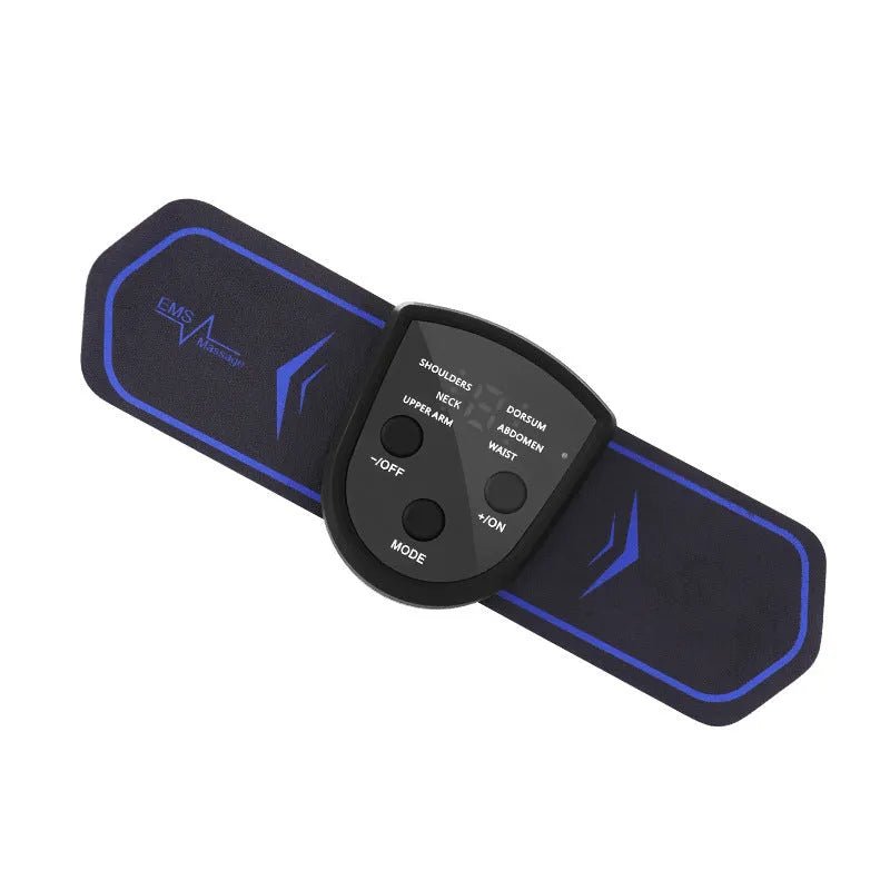 Blue rechargeable electric meridian massager with two massage contacts for neck and shoulder acupressure relief