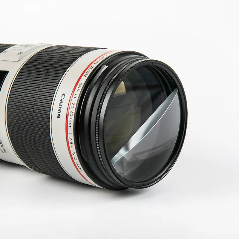 77mm rotatable half moon mirror split focus filter for SLR cameras with cleaning cloth and storage bag