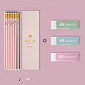 NEVER NE1501501 HB pencil display box with 10 assorted colour pencils including purple glitter and pale pink, poplar wood barrels