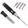Hexagon socket four-in-one screwdriver set with high-speed white steel bits and black aluminium carbon steel handle including 1.5mm, 2.0mm, 2.5mm, and 3.0mm sizes