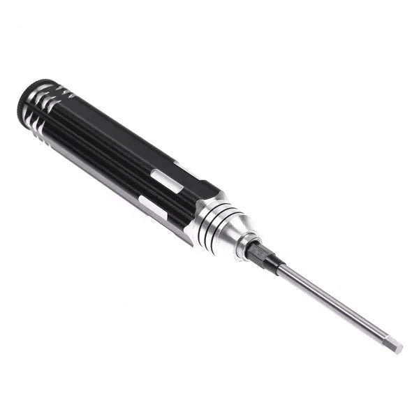Hexagon socket four-in-one screwdriver set with high-speed white steel bits and black aluminium carbon steel handle including 1.5mm, 2.0mm, 2.5mm, and 3.0mm sizes