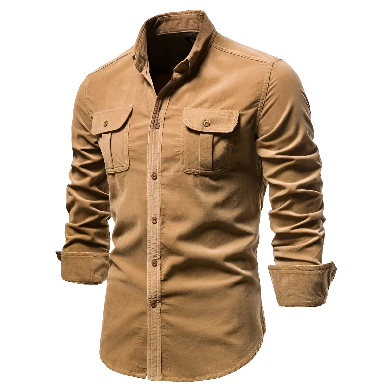 Men's linen long sleeve shirt in multiple colour options including denim blue, army green, brown, grey, navy, red, white, and yellow