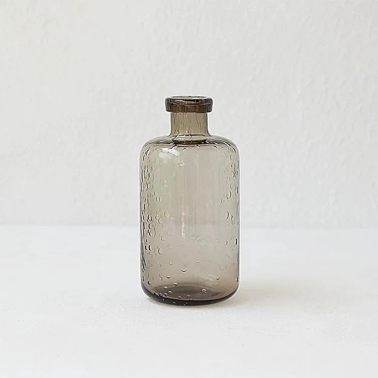 Grey geometric bubble glass vase with stained glass finish and electric stove pigment surface for home decoration