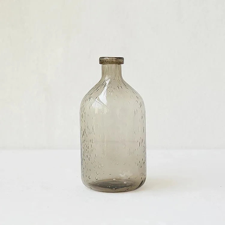 Grey geometric bubble glass vase with stained glass finish and electric stove pigment surface for home decoration