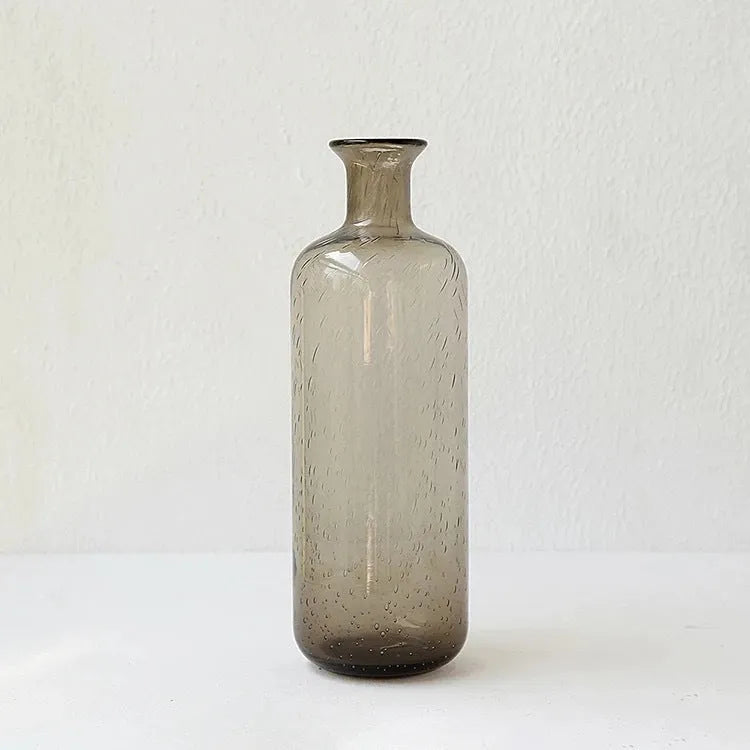 Grey geometric bubble glass vase with stained glass finish and electric stove pigment surface for home decoration