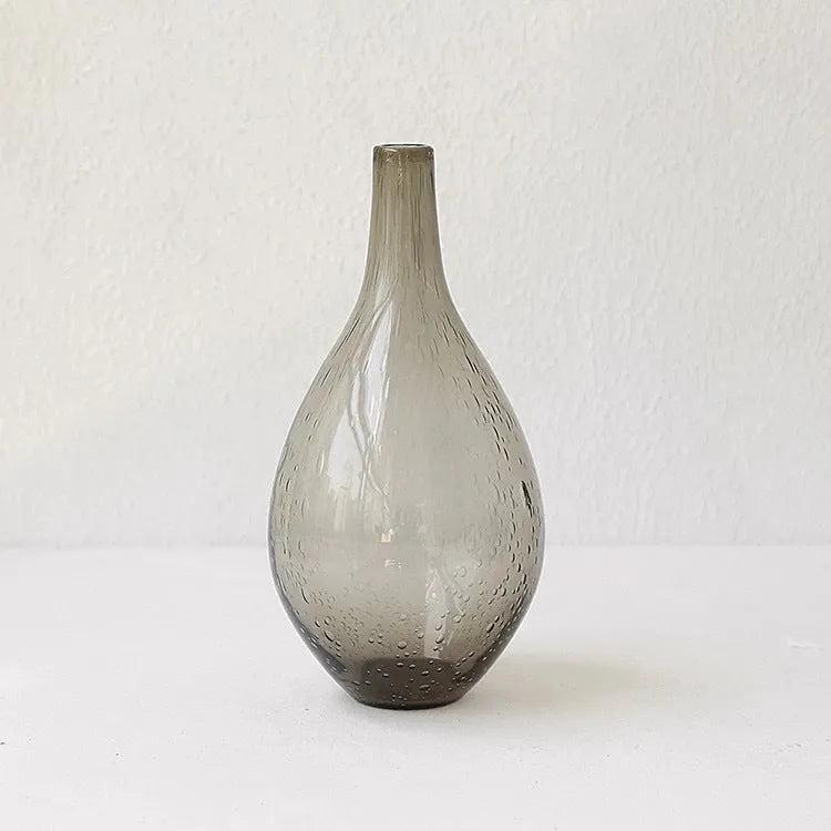 Grey geometric bubble glass vase with stained glass finish and electric stove pigment surface for home decoration