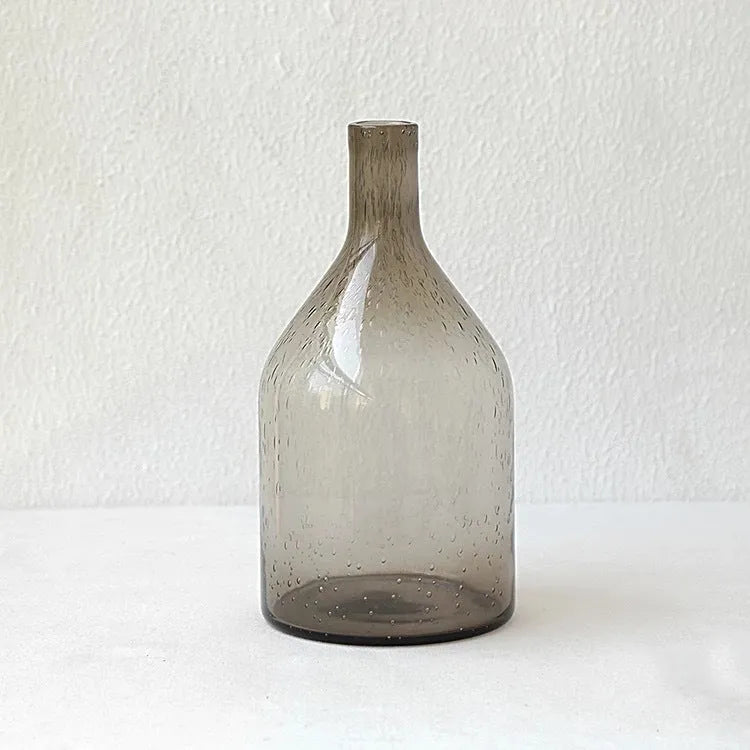 Grey geometric bubble glass vase with stained glass finish and electric stove pigment surface for home decoration