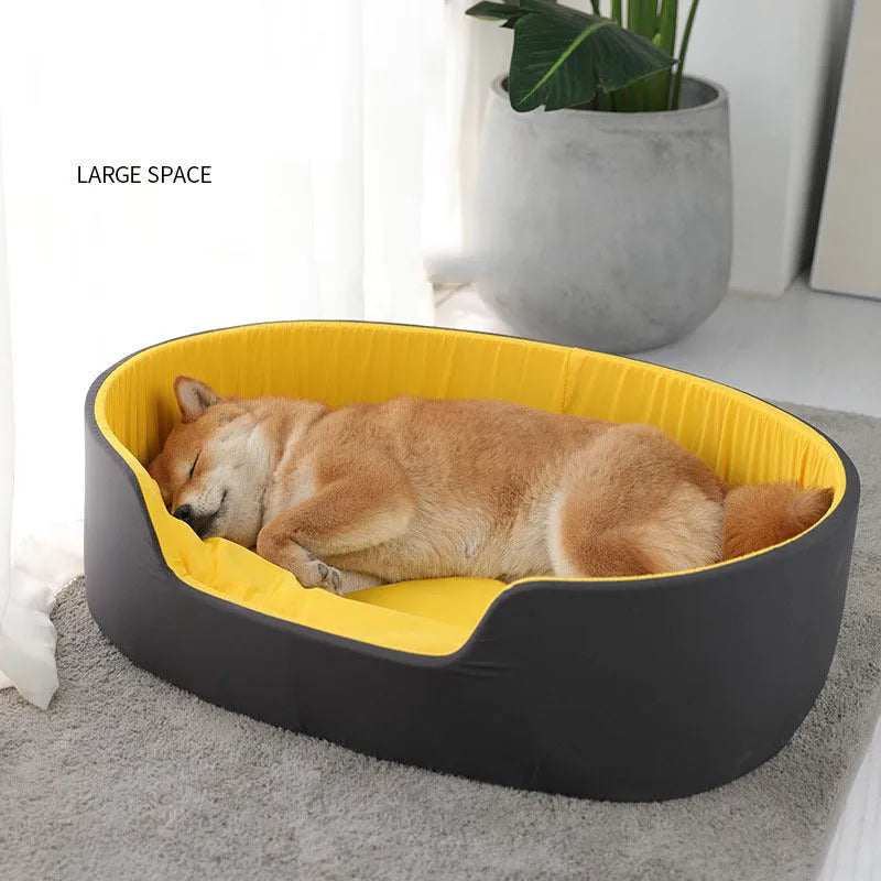 Washable black or green cloth pet kennel for cats and dogs shown in small, medium, and large sizes.