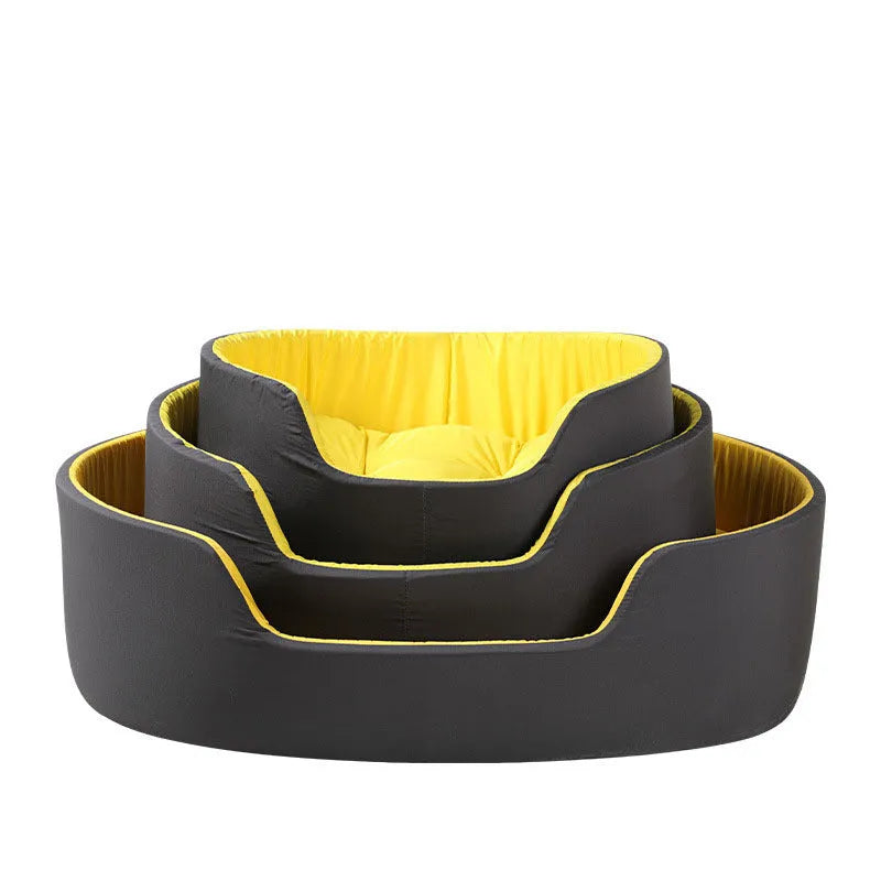 Washable black or green cloth pet kennel for cats and dogs shown in small, medium, and large sizes.