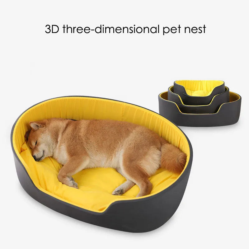 Washable black or green cloth pet kennel for cats and dogs shown in small, medium, and large sizes.