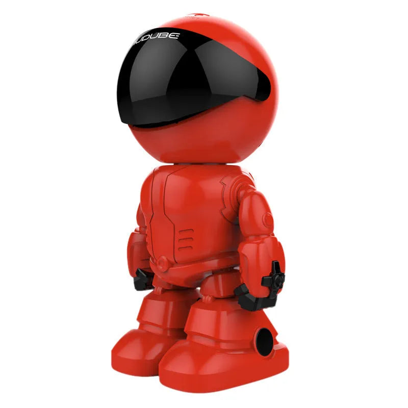 Silver HD night vision robot surveillance camera with wide-angle lens and infrared illumination
