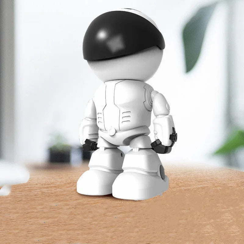 Silver HD night vision robot surveillance camera with wide-angle lens and infrared illumination