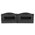 Pack of two black ABS plastic seat belt clips model SD-1401 in blister cardboard packaging