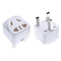 Square white international plug adapter with five output sockets