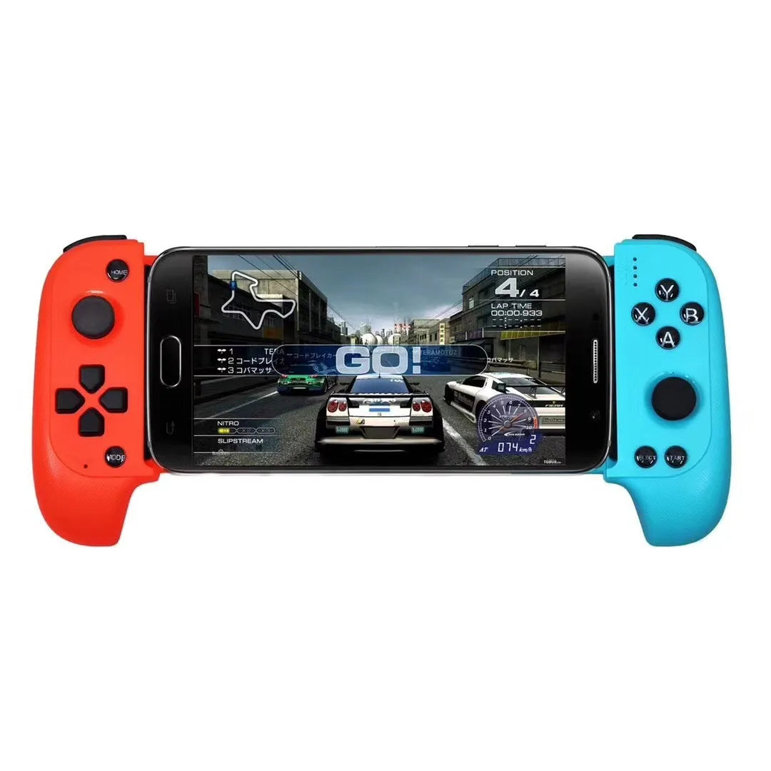 Cytec black and red blue wireless telescopic Bluetooth game controller extended holding a smartphone