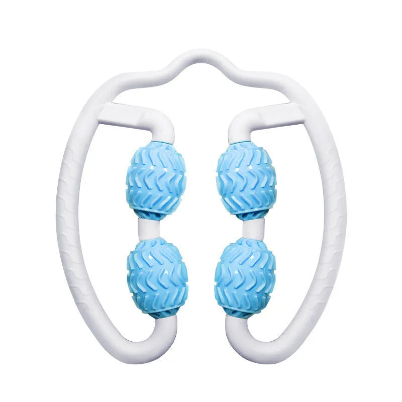 Purple and pink annular leg massage rollers made from silicone material