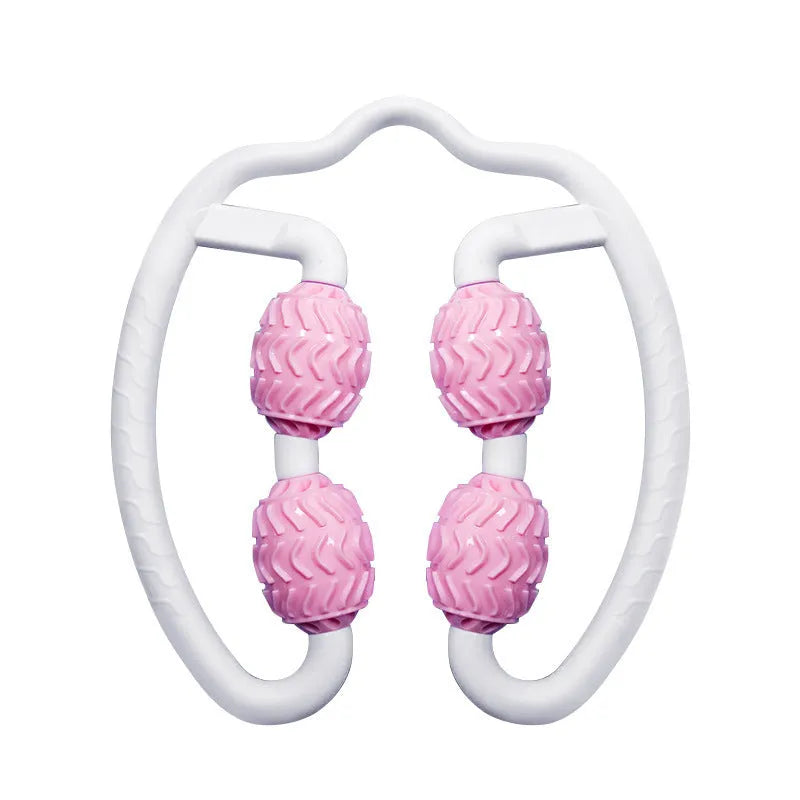 Purple and pink annular leg massage rollers made from silicone material
