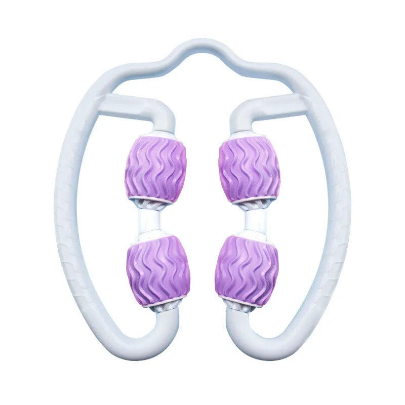 Purple and pink annular leg massage rollers made from silicone material