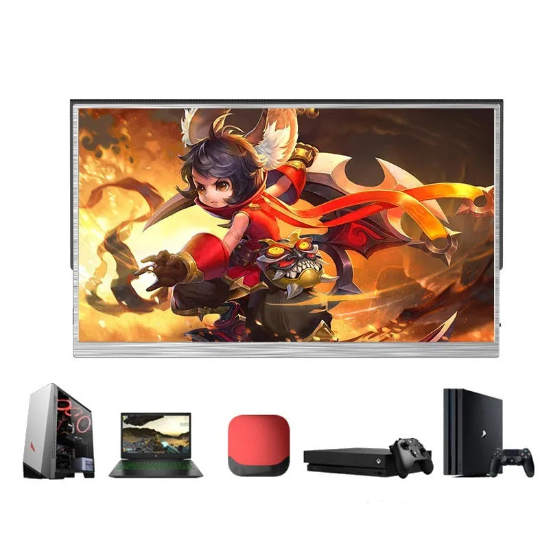Zeuslap 15-inch portable computer monitor with Full HD resolution on desk with HDMI and USB cables