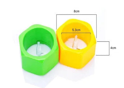 Green and yellow plastic spiral vegetable cutter for cucumber slicing with 8cm diameter