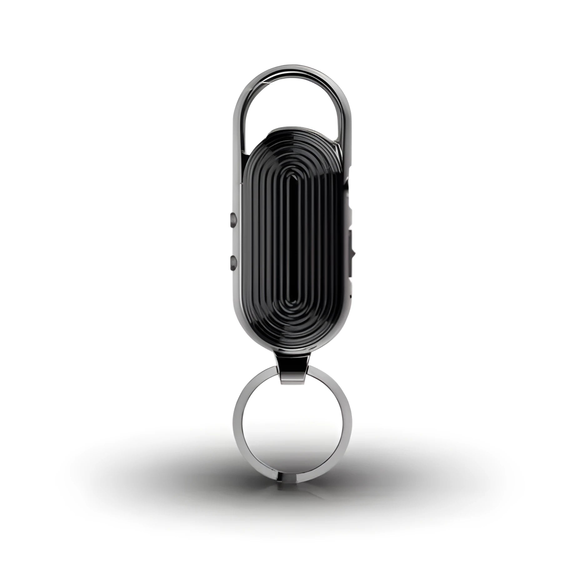 Black zinc alloy intelligent voice control digital audio recorder with one-key recording.