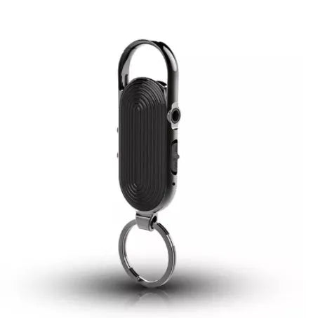 Black zinc alloy intelligent voice control digital audio recorder with one-key recording.