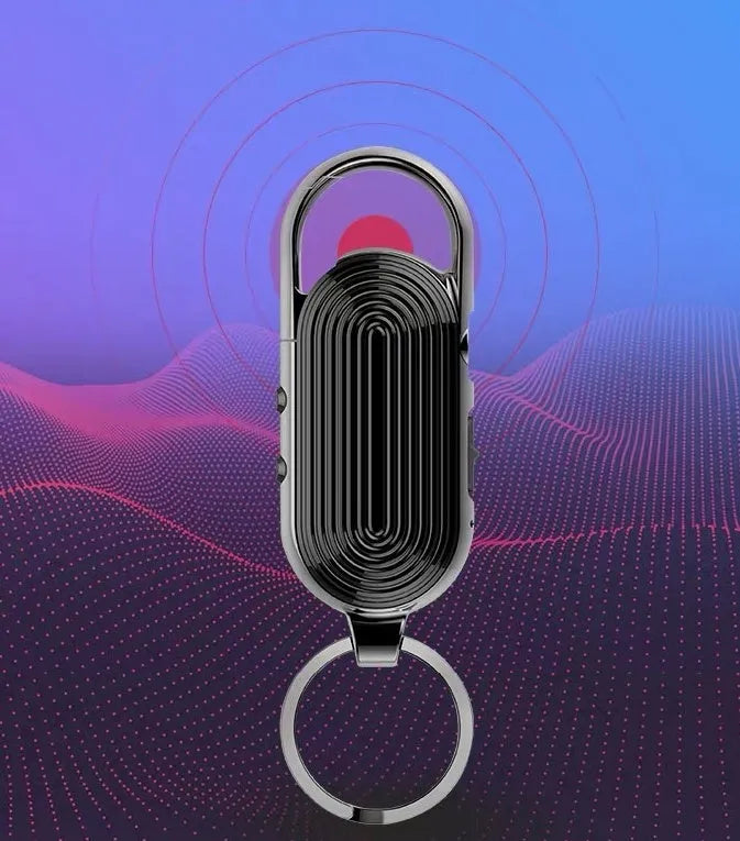 Black zinc alloy intelligent voice control digital audio recorder with one-key recording.