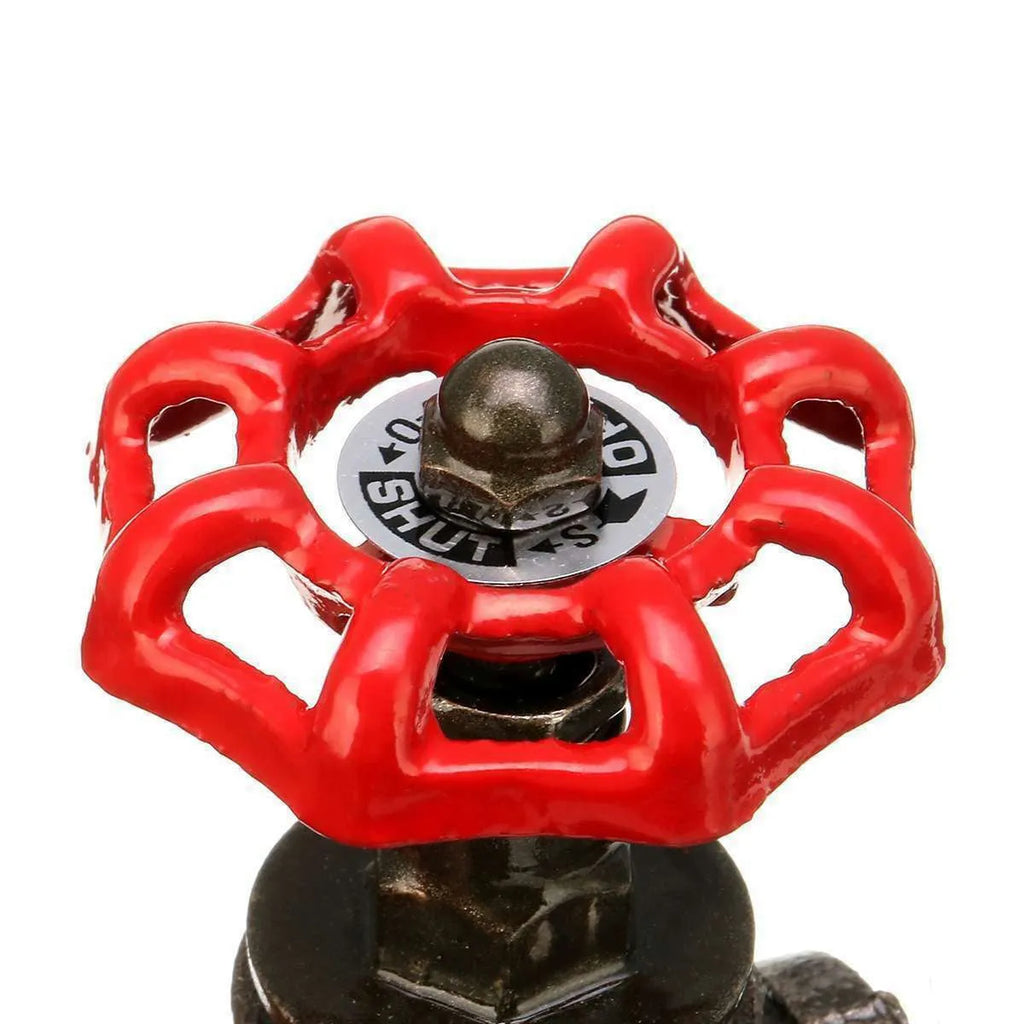 Red steampunk 3/4 port industrial switch valve with grey copper finish and wire