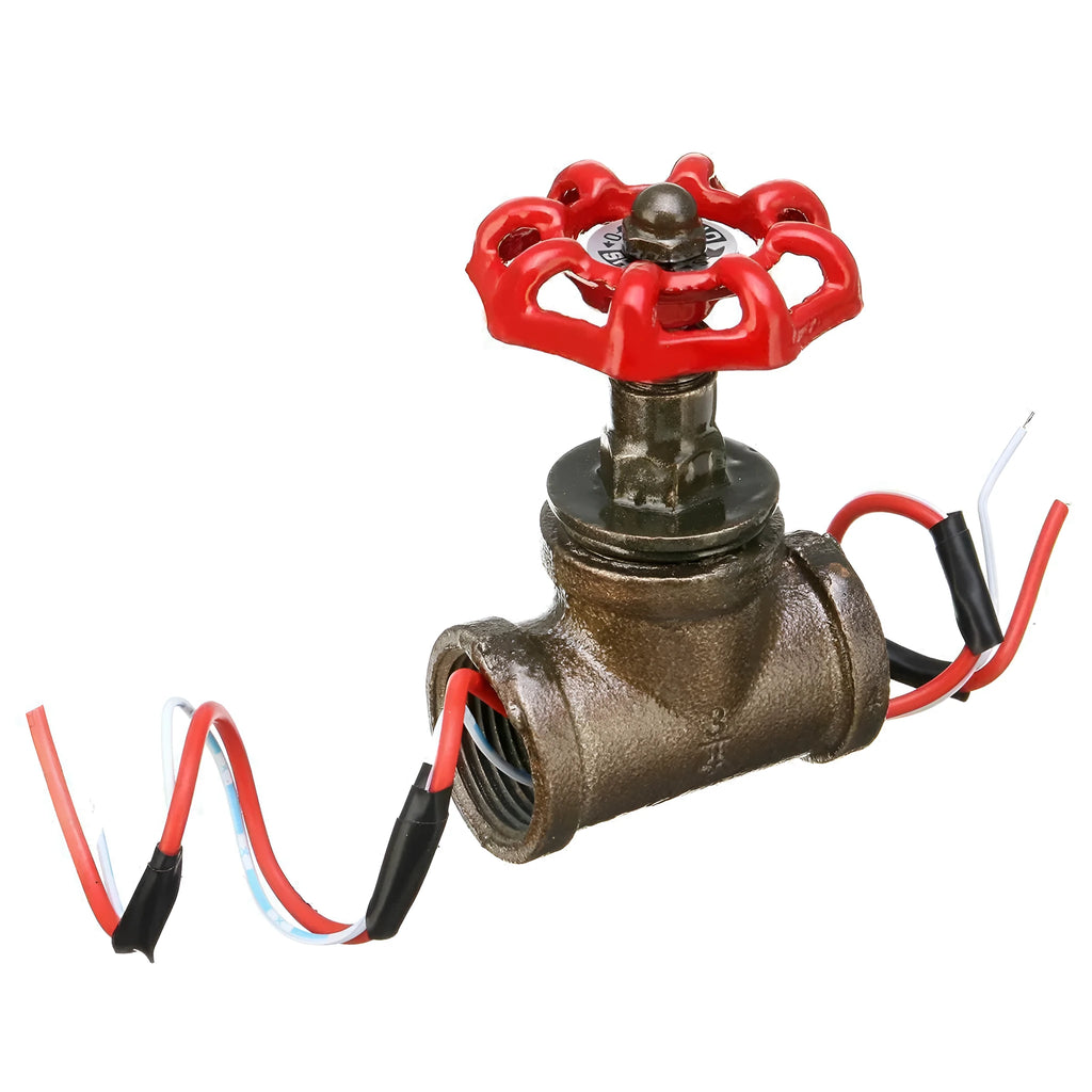 Red steampunk 3/4 port industrial switch valve with grey copper finish and wire