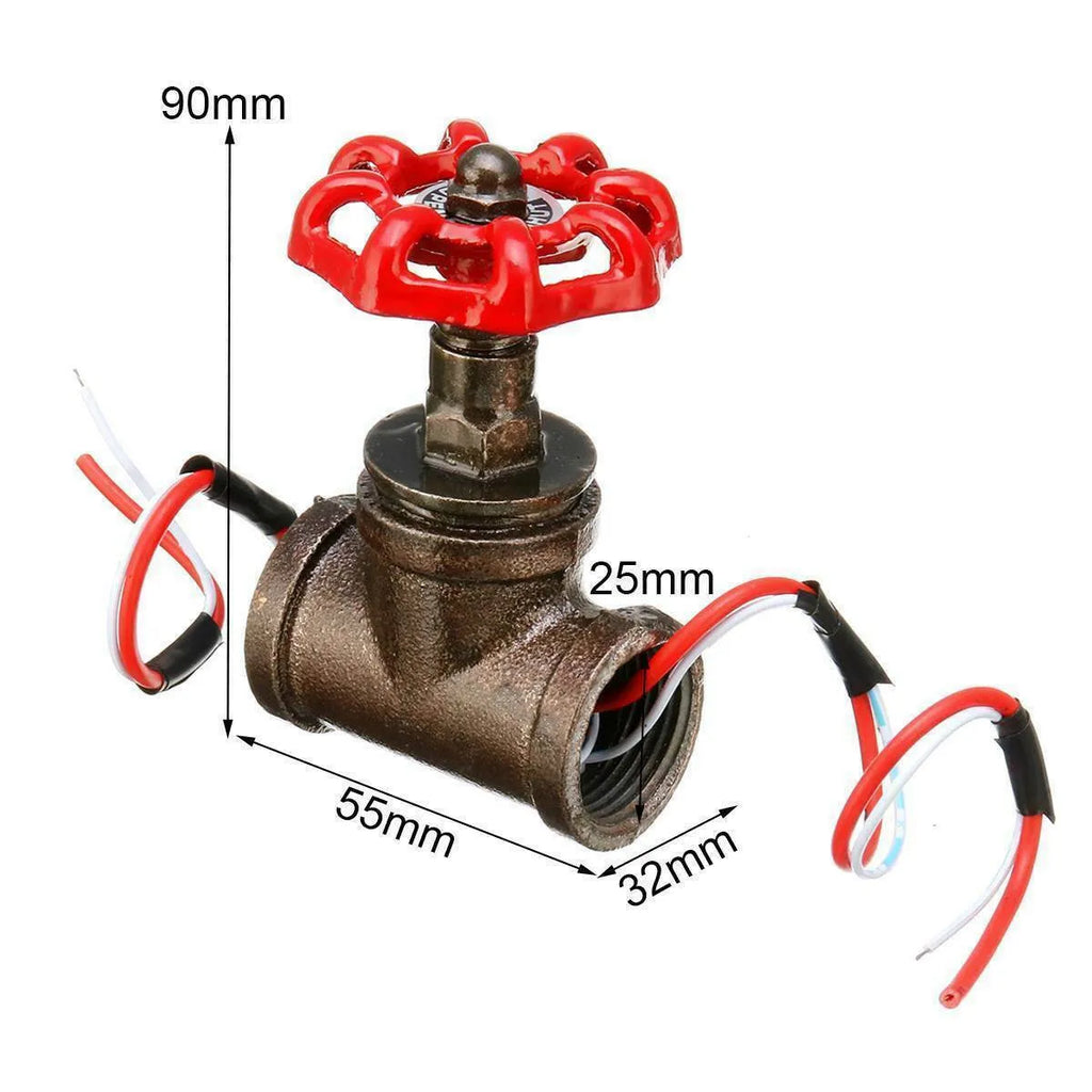 Red steampunk 3/4 port industrial switch valve with grey copper finish and wire